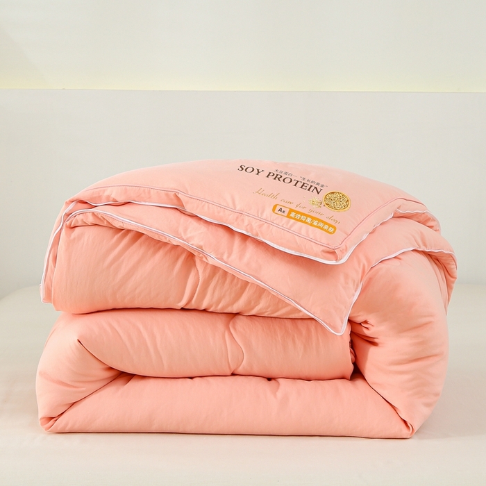 91家纺网 家纺一手货源 找家纺 芯恋 2025新款大豆纤维二合一子母被春秋被加厚冬被子被芯子母被-粉