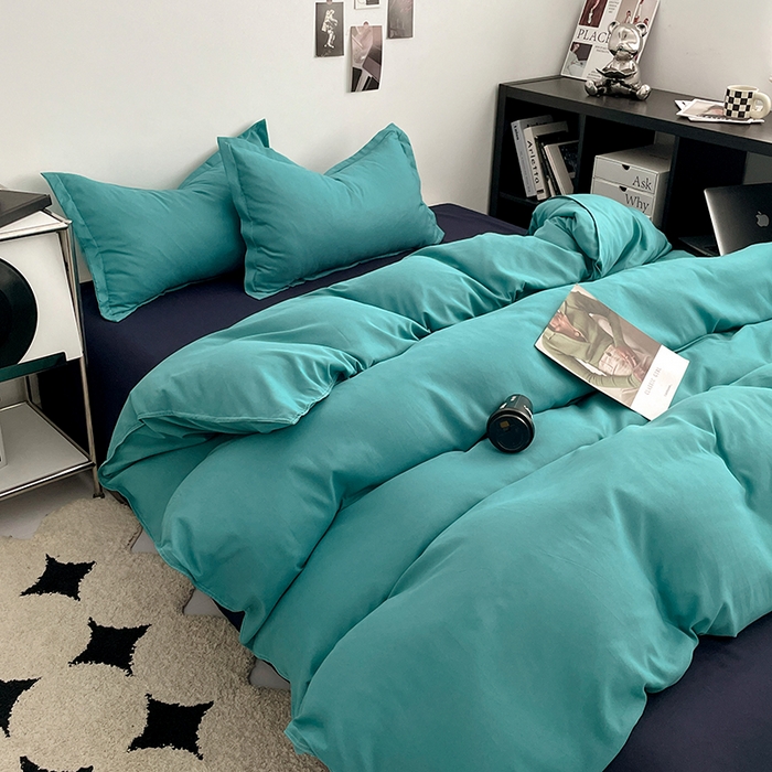 91家纺网 家纺一手货源 找家纺 贝拉梦2023新款个性撞色混搭亲肤棉四件套 禁止焦虑