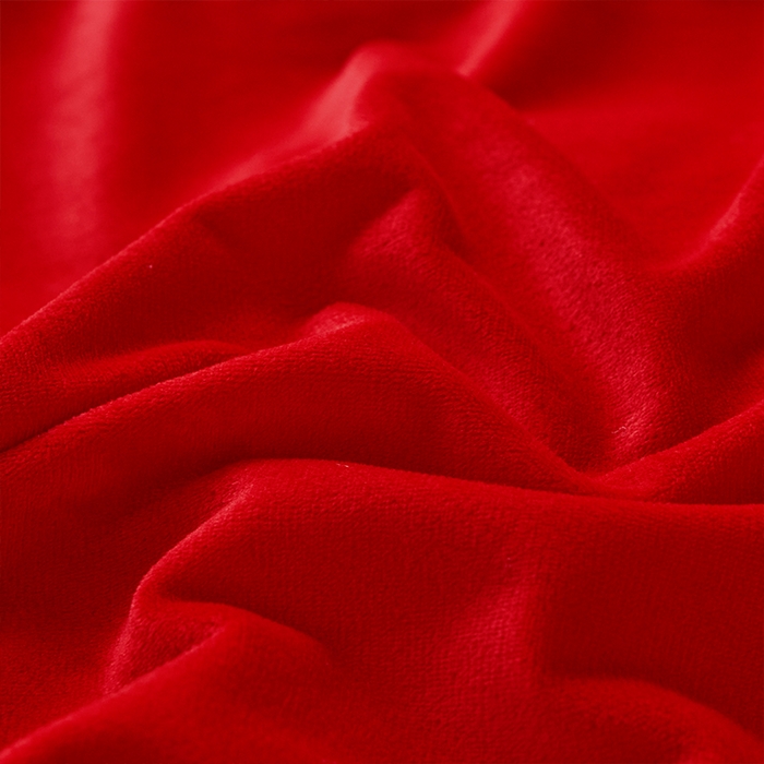 91家纺网 家纺一手货源 找家纺 罗艺轩 2024新款欧洲风情宝宝绒可拆卸夹棉床裙四件套 喜庆红