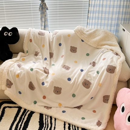 91家纺网 家纺一手货源 找家纺 （总）昔可家纺 2023新款ins风牛奶绒羊羔绒印花毛毯（风格二）