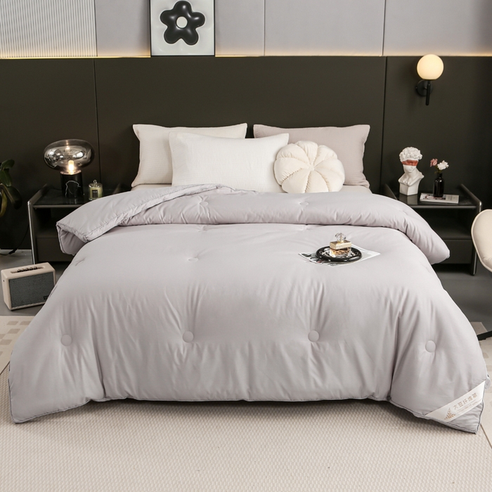 91家纺网 家纺一手货源 找家纺 天瑜家纺 2023新款喷气全棉A类无荧光大豆冬被子被芯灰色