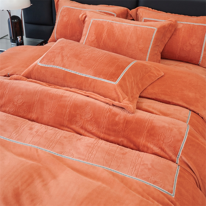 91家纺网 家纺一手货源 找家纺 榻尚家居 2023新款秋冬暖绒Queen系列-玫瑰花园 暖焦糖