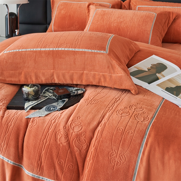 91家纺网 家纺一手货源 找家纺 榻尚家居 2023新款秋冬暖绒Queen系列-玫瑰花园 暖焦糖