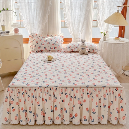 91家纺网 家纺一手货源 找家纺 （总）恋尚 2023新款小竹棉提花床笠式夹棉床裙