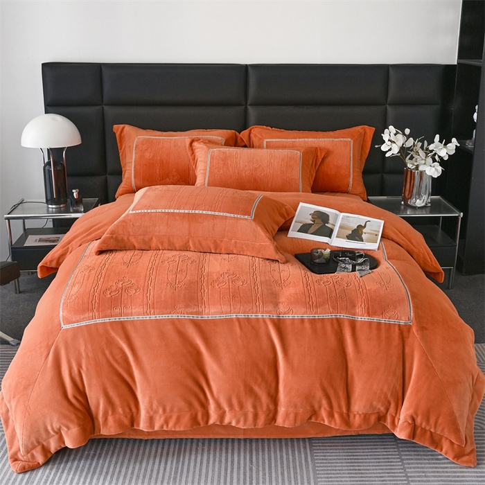 91家纺网 家纺一手货源 找家纺 榻尚家居 2023新款秋冬暖绒Queen系列-玫瑰花园 暖焦糖