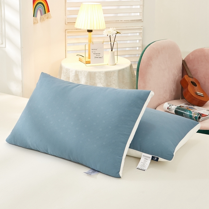 91家纺网 家纺一手货源 找家纺 拾光枕芯  2023新款地中海拼色枕芯 蓝白