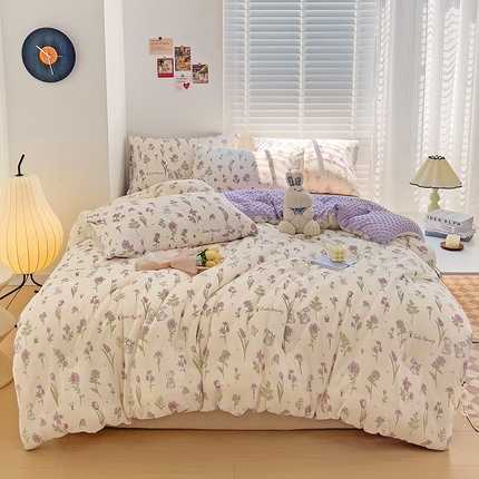 91家纺网 家纺一手货源 找家纺 （总）寐居 2023新款水洗双层纱+豆豆绒 A类大豆抗菌被