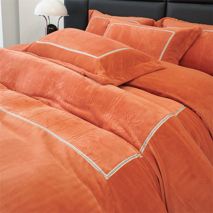 91家纺网 家纺一手货源 找家纺 榻尚家居 2023新款秋冬暖绒Queen系列-玫瑰花园 暖焦糖