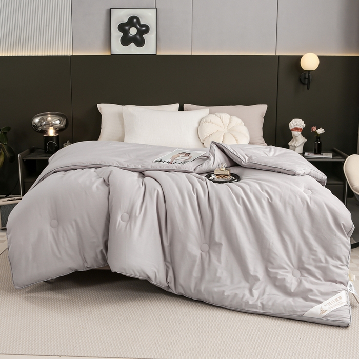 91家纺网 家纺一手货源 找家纺 天瑜家纺 2023新款喷气全棉A类无荧光大豆冬被子被芯灰色