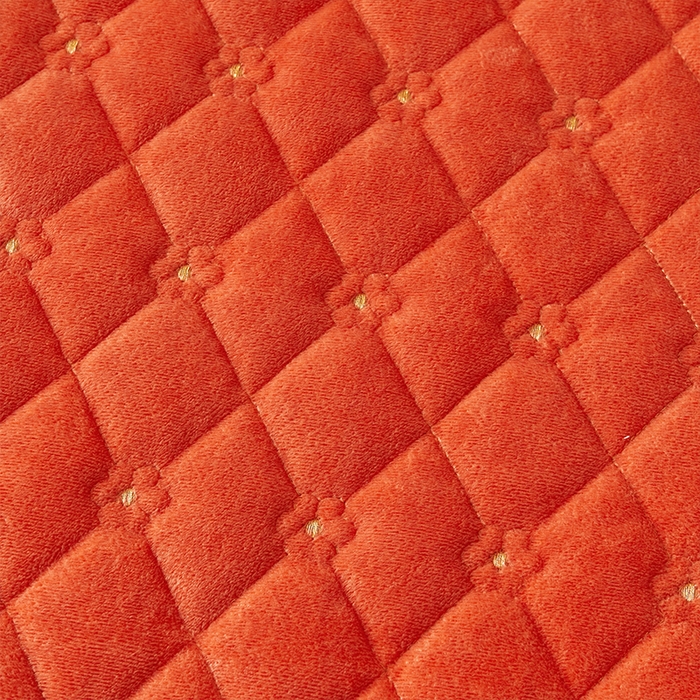 91家纺网 家纺一手货源 找家纺 罗艺轩 2024新款花季宝宝绒全套夹棉絎缝加厚系列床裙套件 爱玛橙