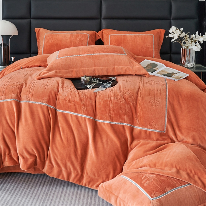 91家纺网 家纺一手货源 找家纺 榻尚家居 2023新款秋冬暖绒Queen系列-玫瑰花园 暖焦糖