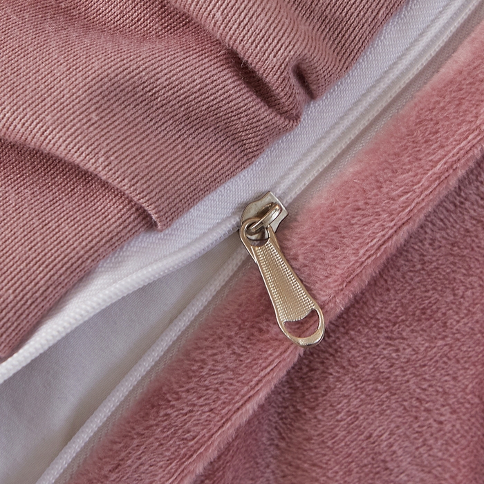 91家纺网 家纺一手货源 找家纺 罗艺轩 2024新款欧洲风情宝宝绒可拆卸夹棉床裙四件套 豆沙粉