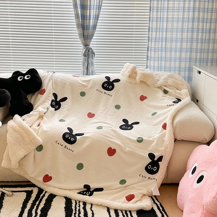 91家纺网 家纺一手货源 找家纺 （总）昔可家纺 2023新款ins风牛奶绒羊羔绒印花毛毯（风格二）