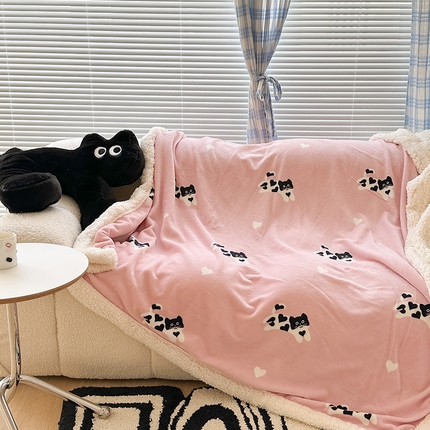 91家纺网 家纺一手货源 找家纺 （总）昔可家纺 2023新款ins风牛奶绒羊羔绒印花毛毯（风格二）