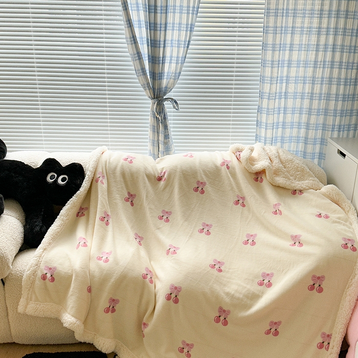 91家纺网 家纺一手货源 找家纺 （总）昔可家纺 2023新款ins风牛奶绒羊羔绒印花毛毯（风格二）