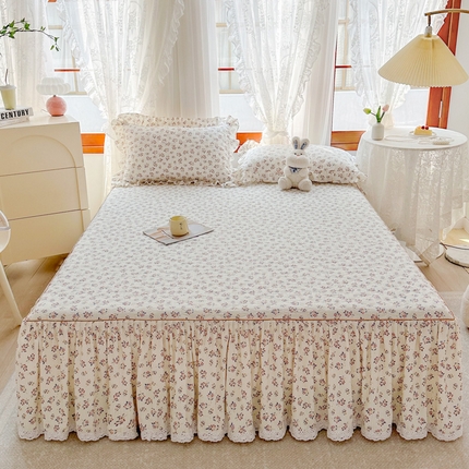 91家纺网 家纺一手货源 找家纺 （总）恋尚 2023新款小竹棉提花床笠式夹棉床裙