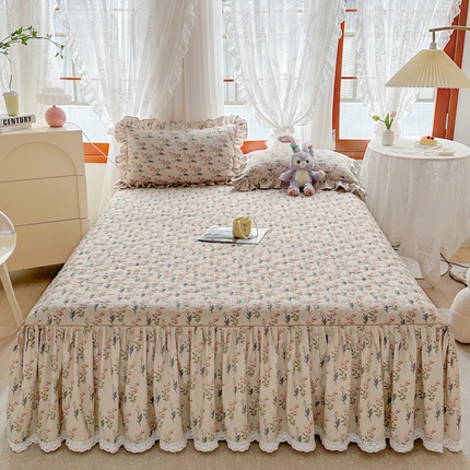 91家纺网 家纺一手货源 找家纺 （总）恋尚 2023新款小竹棉提花床笠式夹棉床裙