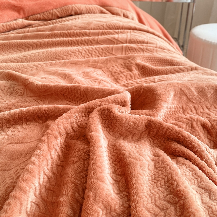 91家纺网 家纺一手货源 找家纺 寐居家纺 2023年高克重烂花牛奶绒四件套 韩式烂花-橘色