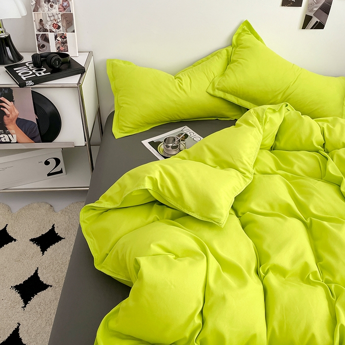 91家纺网 家纺一手货源 找家纺 贝拉梦2023新款个性撞色混搭亲肤棉四件套 绿灯侠