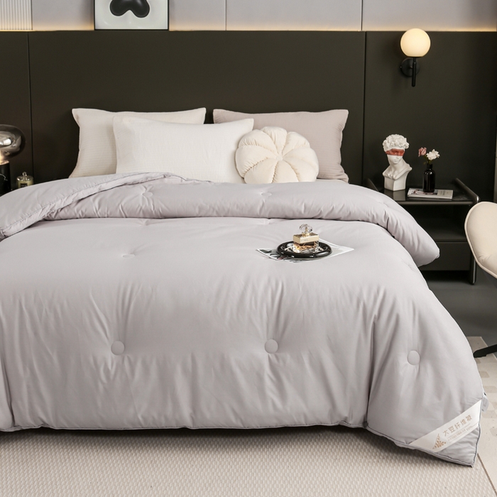 91家纺网 家纺一手货源 找家纺 天瑜家纺 2023新款喷气全棉A类无荧光大豆冬被子被芯灰色