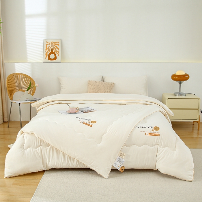 91家纺网 家纺一手货源 找家纺 芯恋 2025新款大豆纤维二合一子母被春秋被加厚冬被子被芯子母被-白