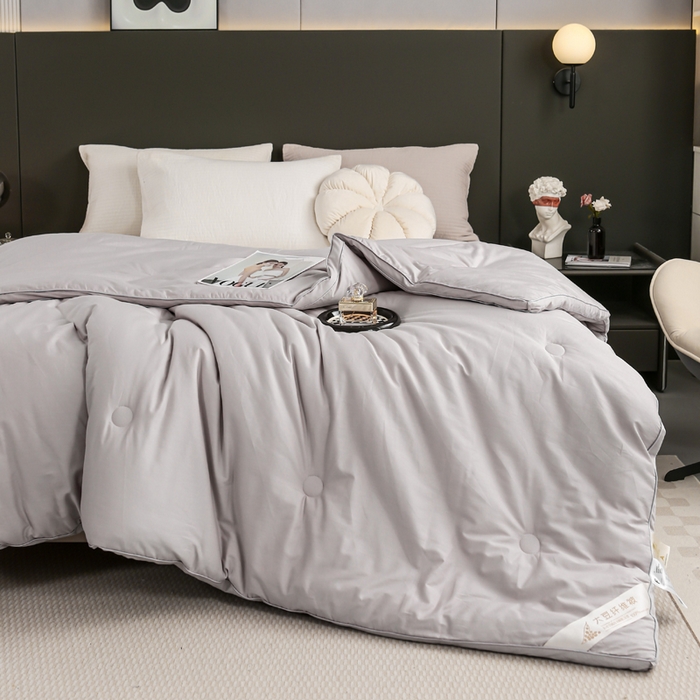 91家纺网 家纺一手货源 找家纺 天瑜家纺 2023新款喷气全棉A类无荧光大豆冬被子被芯灰色