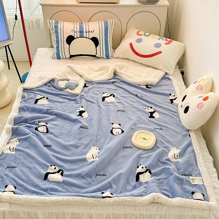 91家纺网 家纺一手货源 找家纺 （总）昔可家纺 2023新款ins风牛奶绒羊羔绒印花毛毯（风格一）