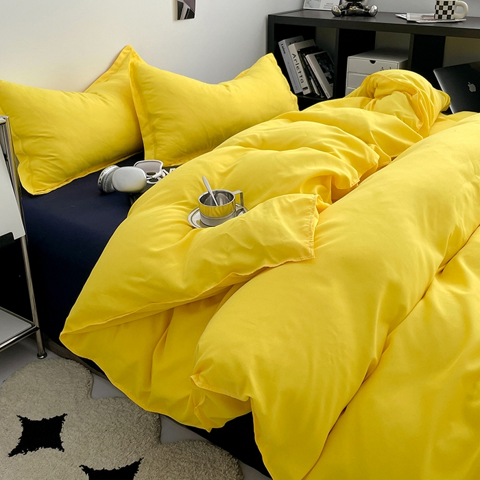 91家纺网 家纺一手货源 找家纺 贝拉梦2023新款个性撞色混搭亲肤棉四件套 芝芝芒芒