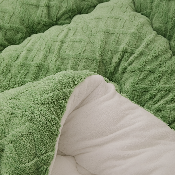 91家纺网 家纺一手货源 找家纺 雅蔓依 2025新款塔芙绒羊羔绒冬被被子被芯 果绿色