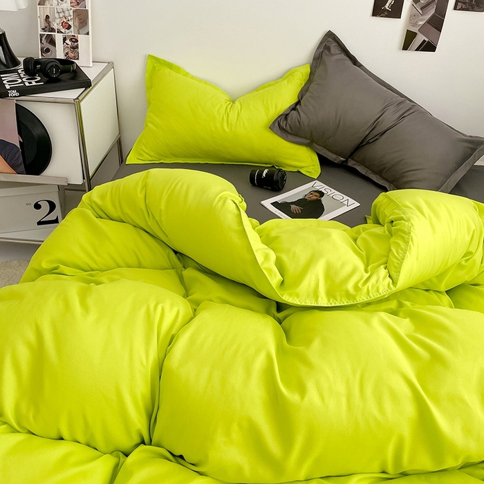 91家纺网 家纺一手货源 找家纺 贝拉梦2023新款个性撞色混搭亲肤棉四件套 绿灯侠