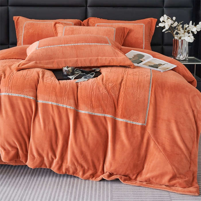 91家纺网 家纺一手货源 找家纺 榻尚家居 2023新款秋冬暖绒Queen系列-玫瑰花园 暖焦糖