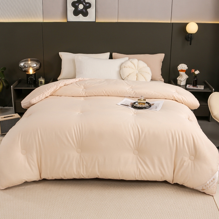 91家纺网 家纺一手货源 找家纺 天瑜家纺 2023新款喷气全棉A类无荧光大豆冬被子被芯卡其