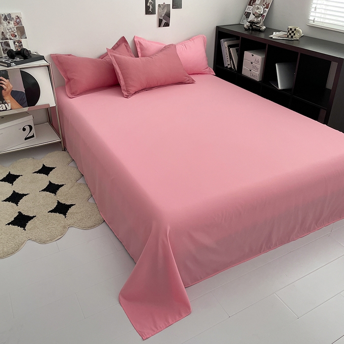 91家纺网 家纺一手货源 找家纺 贝拉梦2023新款个性撞色混搭亲肤棉四件套 白桃清茶