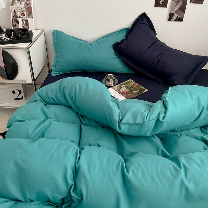 91家纺网 家纺一手货源 找家纺 贝拉梦2023新款个性撞色混搭亲肤棉四件套 禁止焦虑