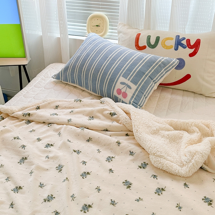 91家纺网 家纺一手货源 找家纺 昔可家纺 2023新款ins风牛奶绒羊羔绒印花毛毯（风格一） 西西里碎花