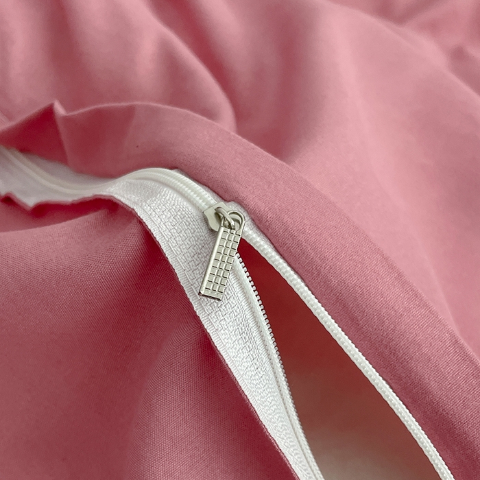 91家纺网 家纺一手货源 找家纺 贝拉梦2023新款个性撞色混搭亲肤棉四件套 白桃清茶