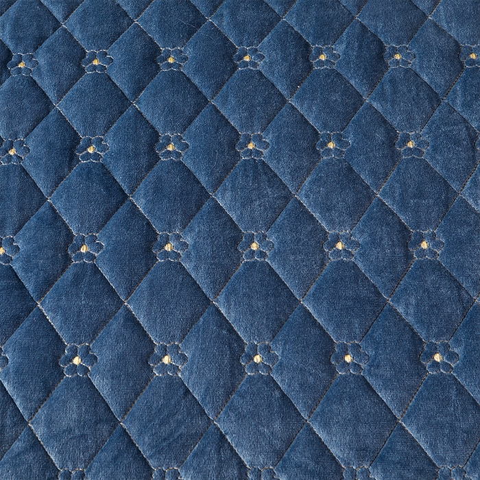 91家纺网 家纺一手货源 找家纺 罗艺轩 2024新款花季宝宝绒全套夹棉絎缝加厚系列床裙套件 宝石蓝