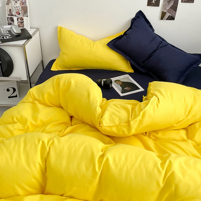 91家纺网 家纺一手货源 找家纺 贝拉梦2023新款个性撞色混搭亲肤棉四件套 芝芝芒芒