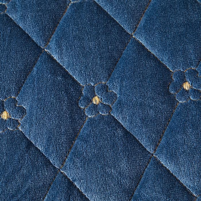 91家纺网 家纺一手货源 找家纺 罗艺轩 2024新款花季宝宝绒全套夹棉絎缝加厚系列床裙套件 宝石蓝