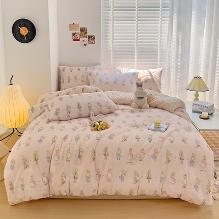 91家纺网 家纺一手货源 找家纺 （总）寐居 2023新款水洗双层纱+豆豆绒 A类大豆抗菌被