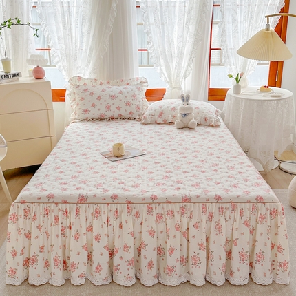 91家纺网 家纺一手货源 找家纺 （总）恋尚 2023新款小竹棉提花床笠式夹棉床裙