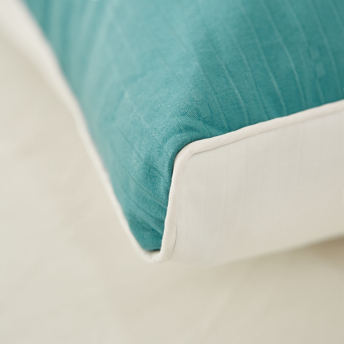 91家纺网 家纺一手货源 找家纺 拾光枕芯  2023新款地中海拼色枕芯 白绿