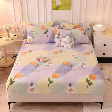 91家纺网 家纺一手货源 找家纺 （总）慕梵 2023新款牛奶绒印花床笠床罩