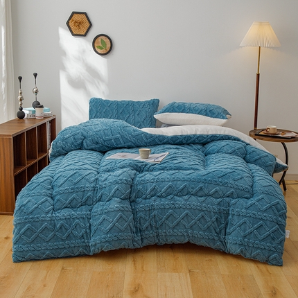 雅蔓依 2025新款塔芙绒羊羔绒冬被被子被芯 宝石蓝