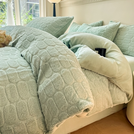 91家纺网 家纺一手货源 找家纺 （总）慕尚家纺 2025新款280g兔毛绒四件套-洛卡