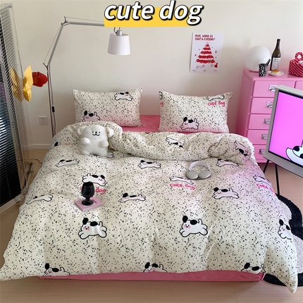 91家纺网 家纺一手货源 找家纺 （总）星期八 2023新款210g双面牛奶绒印花四件套