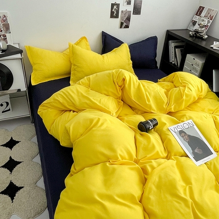 贝拉梦2023新款个性撞色混搭亲肤棉四件套 芝芝芒芒