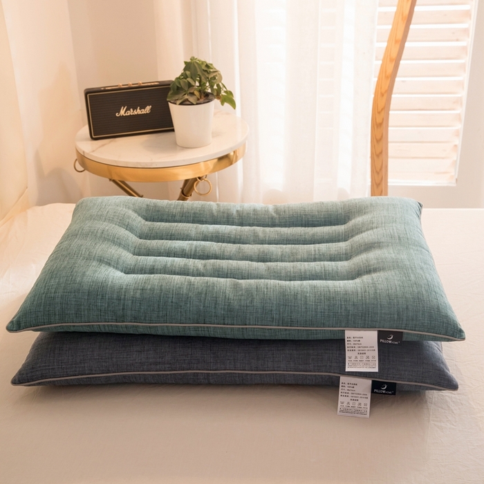 91家纺网 家纺一手货源 找家纺 拾光枕芯 2023新款罗马色织低枕 枕芯 深蓝