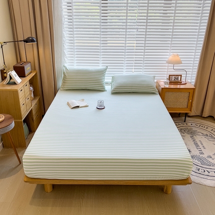 芃成家纺 2023新款磨毛单床笠细川 绿