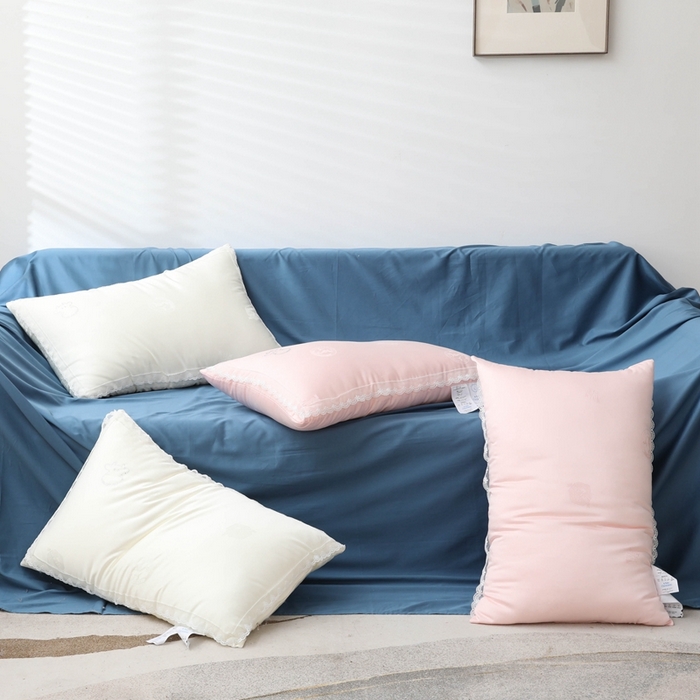 91家纺网 家纺一手货源 找家纺 拾光枕芯 2023新款天丝牛奶蕾丝枕 白色